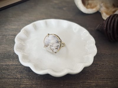 ハンドメイド作品「雪と木漏れ日　〜デンドリティックアゲートリング〜」